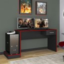 Ver imagem 6 de Mesa Escrivaninha Gamer 1 Gaveta 160 Cm Preto Vermelho Arly