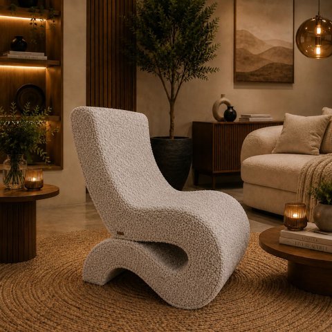 Poltrona Decorativa Marina Bouclê Moscow Design Orgânico Moderno