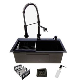 Cuba Gourmet Cozinha Aço Inox 60x40 Preta e Torneira Gourmet - 1
