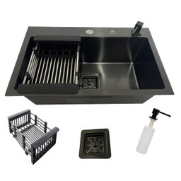Cuba Gourmet Cozinha Aço Inox 60x40 Preta e Torneira Gourmet - 2
