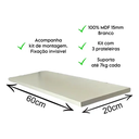 Ver mais imagens de Kit 3 Prateleiras Mdf 15mm Branca 60x20cm Fixação Invisível
