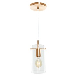 Luminária Lustre Pendente Cilindrico Cubo de Vidro Cobre