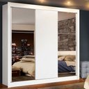 Ver imagem 1 de Guarda-Roupa Casal Madesa Lyon Plus 3 Portas de Correr com Espelhos 4 Gavetas Branco Cor:Branco