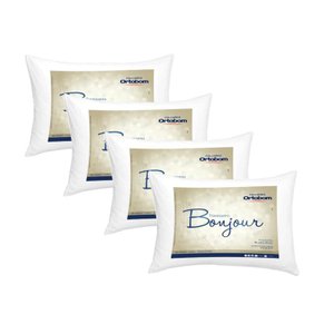 Kit 4 Travesseiros Ortobom Bonjour Algodão Macio