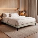 Ver imagem 1 de Cama Japonesa King Size Veneza 200cm Base Box Orgânica Bouclê Estofada Pés de Ferro:Bouclê Bege
