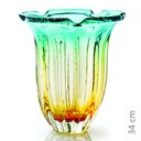 Ver imagem 2 de Vaso em Cristal Murano Esmeralda e Âmbar - São Marcos 34cm