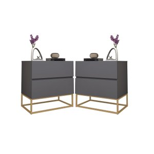 2x Mesa de Cabeceira Criado Max Mudo com Pés Ferro para Cama Ideal Abajur/celular Compacta Eros 45cm