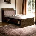 Ver imagem 1 de Cama Tamires Castanho com Capitonê Bege e Colchão