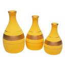 Ver imagem 1 de Trio Vasos Garrafas em Cerâmica Fosca de Sala Decor - Amarelo Golden