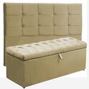 Ver imagem 1 de Kit Cabeceira Ana Luisa+ Calçadeira Itália Casal 140 CM Suede Marfim - D A Decor
