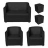 Kit 2 Poltronas e 1 Namoradeira Tilla e 2 Puffs Dado Corino Preto - Móveis Mafer - 1