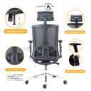 Ver imagem 5 de Cadeira de Escritório Presidente Ergonômica Zen com Apoio de Pés Cabeça Lombar e Braços Preta