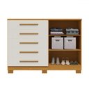 Ver imagem 3 de Cômoda Bella 2 Portas 5 Gavetas 100% Mdf Ripado Cinamomo/off White - Acp Móveis