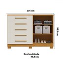 Ver imagem 4 de Cômoda Bella 2 Portas 5 Gavetas 100% Mdf Ripado Cinamomo/off White - Acp Móveis