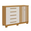Ver imagem 2 de Cômoda Bella 2 Portas 5 Gavetas 100% Mdf Ripado Cinamomo/off White - Acp Móveis