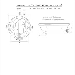 Banheira Redonda Veneza com Hidro - 220v - 3