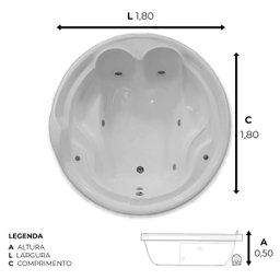 Banheira Redonda Veneza com Hidro - 220v - 2