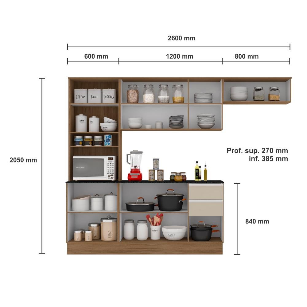 Kit de Cozinha Paris 4 Pecas Poliman Carvalho Bran - 2