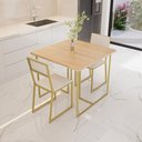Ver imagem 1 de Conjunto Mesa de Jantar Quadrada Pinus 2 Cadeiras Estofado Riviera Industrial Don Castro Dec