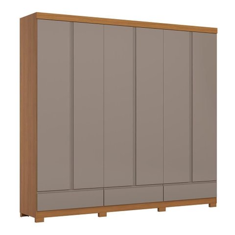 Guarda Roupa Casal Imperial 6 Portas 9 Gavetas Cinamomo/Avelã - Móveis Henn