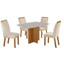 Ver imagem 2 de Conjunto Mesa de Jantar 120cm com 4 Cadeiras Estofadas Multimóveis Crrft-CON040 Madeirado/Off White