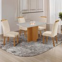 Ver imagem 1 de Conjunto Mesa de Jantar 120cm com 4 Cadeiras Estofadas Multimóveis Crrft-CON040 Madeirado/Off White