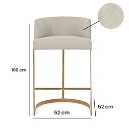 Banqueta Decorativa Alta Base Metal Cromo Dourado em Veludo - Off white veludo - 2
