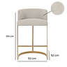 Banqueta Decorativa Alta Base Metal Cromo Dourado em Veludo - Off white veludo - 2
