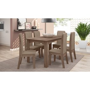 CONJUNTO SALA DE JANTAR ÁUSTRIA 1,56 COM 6 CADEIRAS AMÊN 73B