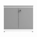 Ver imagem 7 de Armário Baixo 80cm para Escritório 2 Portas com Chave Puxadores Cava Corporate Cinza/Sagrado/Branco