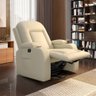 Poltrona do Papai Reclinável Giratória e Balanço Sala de Cinema Crihs Manual Glider PU Bege G23 - Gran Belo - 1