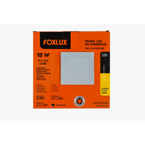 Painel de Led Sobrepor 18w Bivolt 3000k Foxlux