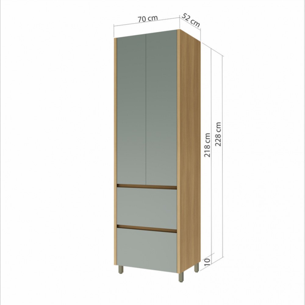 Paneleiro 2 Portas 2 Gavetas Nesher Rainha 70cm 100 Mdf - 3