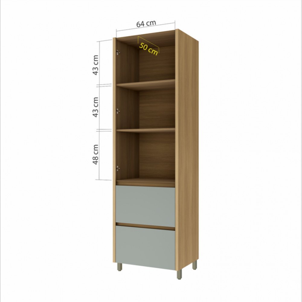 Paneleiro 2 Portas 2 Gavetas Nesher Rainha 70cm 100 Mdf - 2