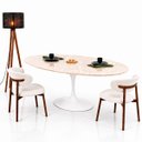 Ver imagem 3 de Mesa de Jantar Saarinen Oval 160x90 cm Tampo Quartzito Taj Mahal e Base Laca Branca