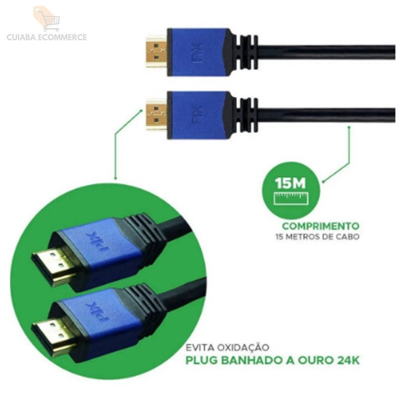 Cabo hdmi Macho 2.0 19 Pinos 15 Metro - 2