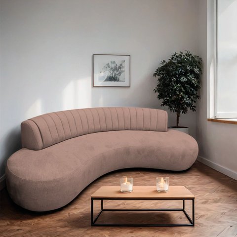 Divã Recamier Celeste Curvo Sala Estar Luxo 200cm Linho