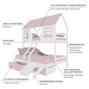 Ver imagem 3 de Beliche Casal/ Solteiro Casinha Encantada com 02 Gavetas Kit Escorregador Madeira Maciça Branco/