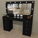 Ver imagem 4 de Penteadeira Camarim 1,40m com 9 Gvts Completa Alta Qualidade - Pe17 - Mdf Preto