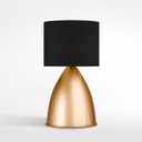 Ver imagem 6 de Luminaria de Mesa Abajur Clássico Bojudo Alumínio Dourado com Cúpula Tecido Algodão