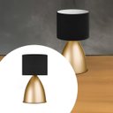 Ver imagem 5 de Luminaria de Mesa Abajur Clássico Bojudo Alumínio Dourado com Cúpula Tecido Algodão