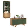 Conjunto Decorativo Cristaleira e Buffet Aparador Aura/sollare Freijó/verde Pistache G26 - Hb Móveis - 1