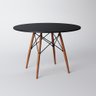 Mesa de Jantar Redonda Eiffel Eames 110cm Tampo Madeira Preto - Up Home - 1