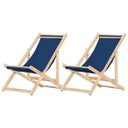 Ver imagem 1 de Conjunto 2 Espreguiçadeiras Preguiçosa Dobrável sem Braço Madeira Maciça com Tecido Colorido - Azul