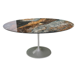 Mesa de Jantar Saarinen Oval 120x80 Cm Tampo Calacata Verde Ocean Base Verde - 1