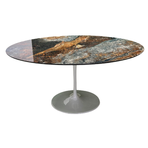 Mesa de Jantar Saarinen Oval 120x80 Cm Tampo Calacata Verde Ocean Base Verde