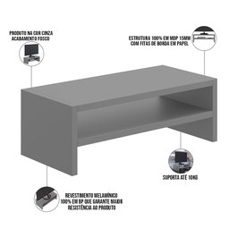 Suporte Para Monitor Stand Home Office Lap L03 - Lyam Decor Cinza - 4