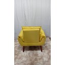 Ver imagem 3 de Kit 02 Poltrona Decorativa Opala + 02 Puff Redondo Suede Amarelo-pandora Decor