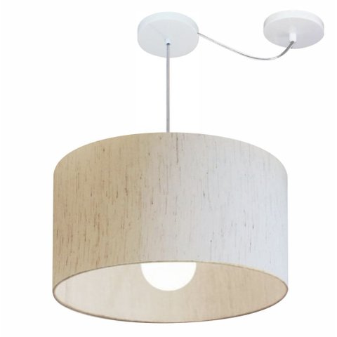 Lustre Pendente Cilíndrico Com Desvio de Centro Vivare Md-4231 Cúpula em Tecido 50x30cm - Bivolt - L