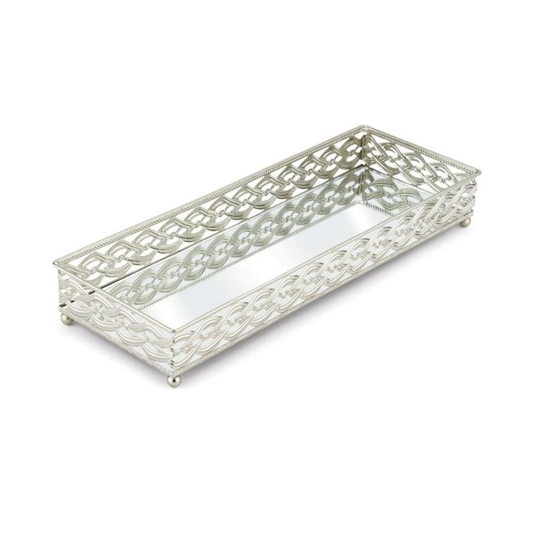 Bandeja de Banheiro - Retangular Prateada Luxo 34X12cm Bandeja de Banheiro - Retangular Prateada Luxo 34X12cm